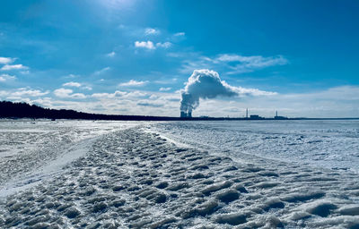 Scenic view of sea against sky during winter