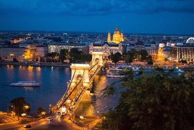 Illuminated city at night