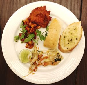 High angle view of meal served in plate