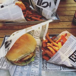 High angle view of food