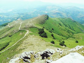 High angle view of land against sky