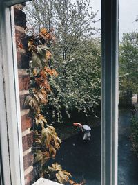 Reflection of people on glass window