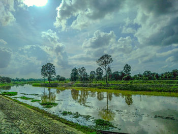 Scenic view of lake against sky