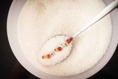High angle view of ice cream in plate