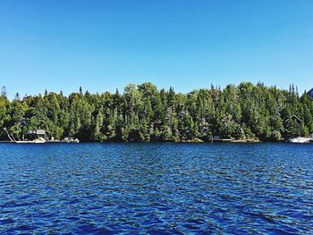 Scenic view of lake against clear sky