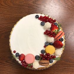 High angle view of cake on table