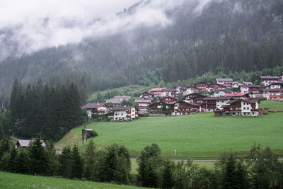Village at the foot of a mountain in austria