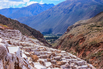 High angle view of mountain range