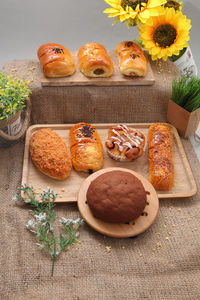 High angle view of cake on table