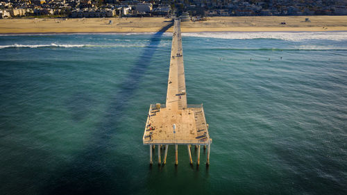 High angle view of pier over sea 