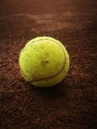 Close-up of yellow ball on table