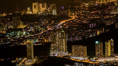 Illuminated city at night