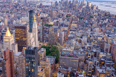 High angle view of buildings in city