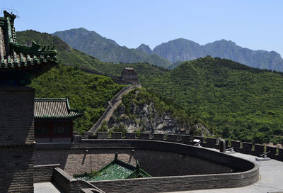 Scenic view of mountains against clear sky