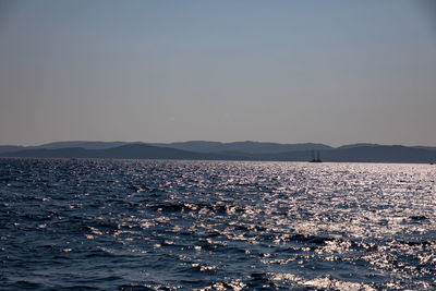 Scenic view of sea against clear sky