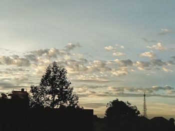 Low angle view of silhouette trees against sky during sunset