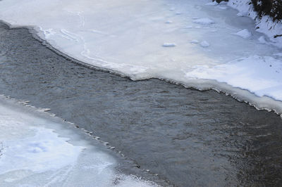 High angle view of frozen sea during winter