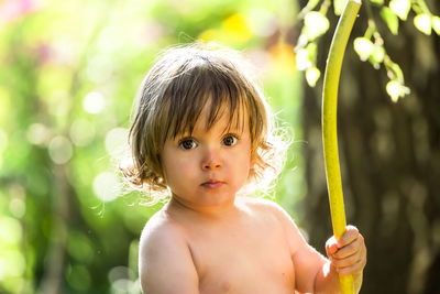 Portrait of shirtless boy