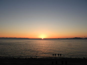 Scenic view of sunset over sea