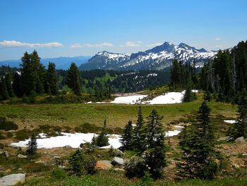 Scenic view of mountains against sky