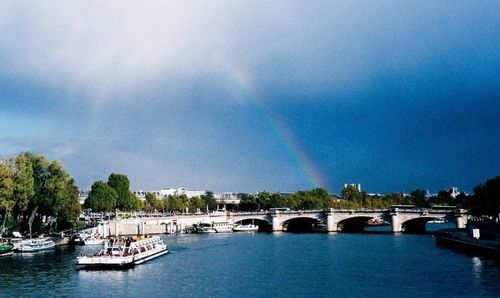 Scenic view of river against cloudy sky