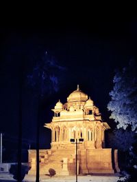 Illuminated built structure at night