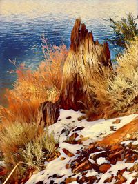 High angle view of frozen lake during winter