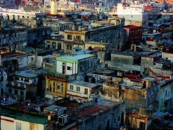 High angle view of buildings in city