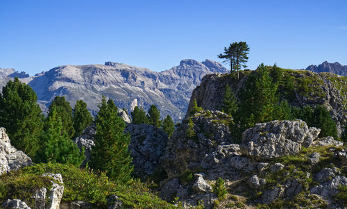Scenic view of mountains against clear sky