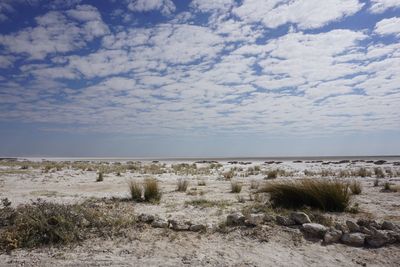 Scenic view of land against sky