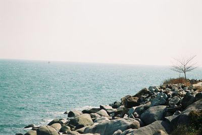 Scenic view of sea against clear sky