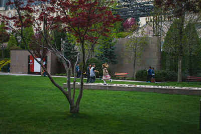 People playing in park