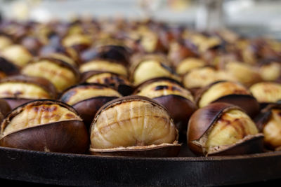 Close-up of chestnuts on table