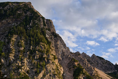 Low angle view of rock formation against sky