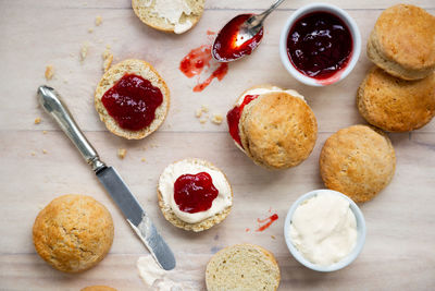 High angle view of food on table