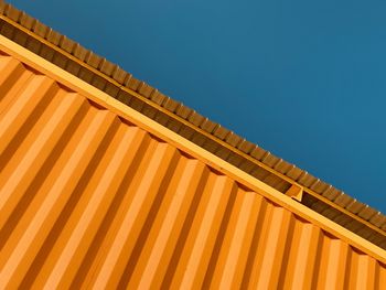 Low angle view of metallic yellow building