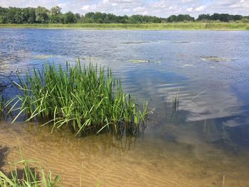 Scenic view of lake against sky