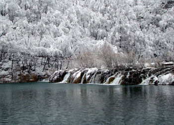 Frozen water in winter