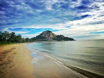 Scenic view of beach against sky