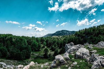 Scenic view of mountains against sky