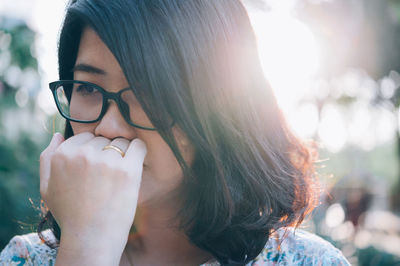 Close-up portrait of young woman