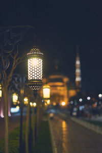 Illuminated street light at night