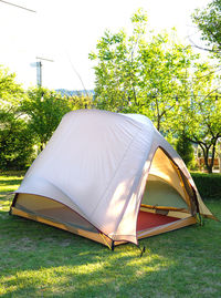 Tent on field