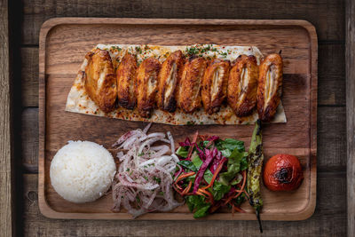 High angle view of food on table