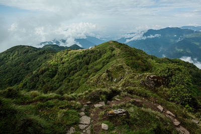 Scenic view of mountains against sky