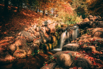 Waterfall in forest during autumn