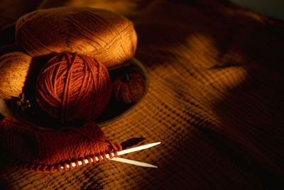 Close-up of knits on table