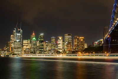 Amazing view of sydney skyline during night.long exposure shot.