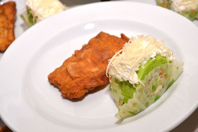 High angle view of meal served in plate