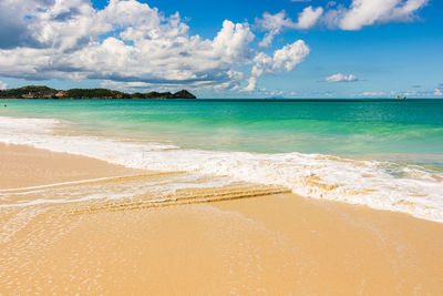 Scenic view of beach against sky